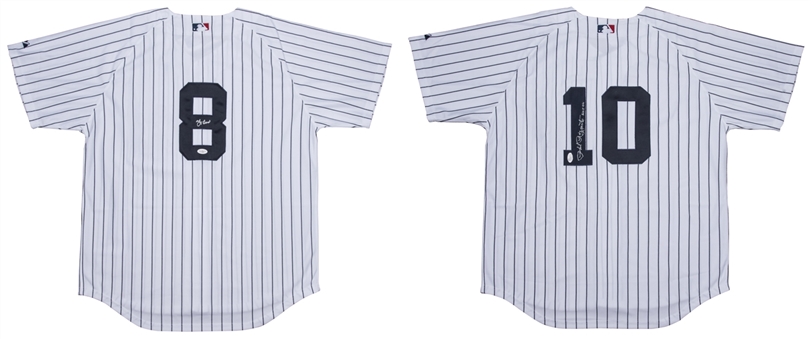 Lot of (2) Yogi Berra and Phil Rizzuto Single Signed New York Yankees Pinstripe Home Jerseys (JSA)